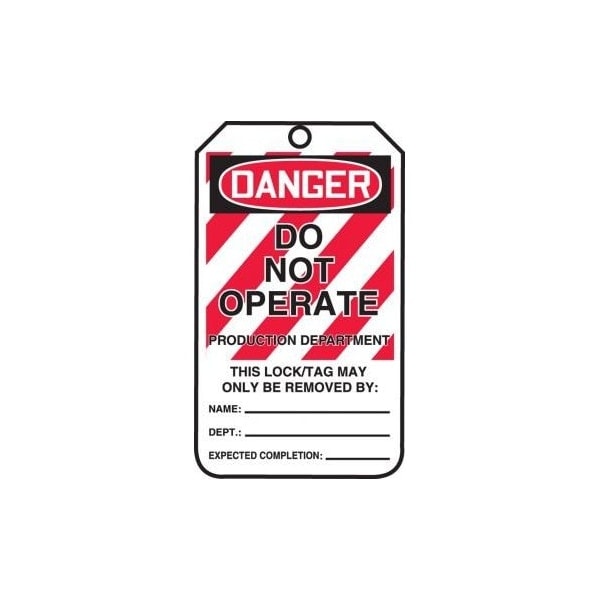 Accuform Safety Tags, DANGER DO NOT OPERATE PRODUCTION DEPARTMENT, 5.75in x 3.25in, HS-Laminate, 5PK MLT408LTM - main